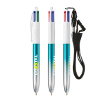 Penna a sfera in plastica bicolore metallizzata con inchiostro a 4 colori BIC® color turchese