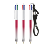 Penna a sfera in plastica bicolore metallizzata con inchiostro a 4 colori BIC® color fucsia