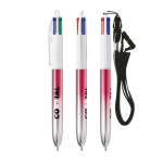 Penna a sfera in plastica bicolore metallizzata con inchiostro a 4 colori BIC® color fucsia