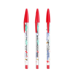 Penna a sfera classica in plastica trasparente con inchiostro rosso BIC® Cristal® color rosso