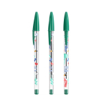 Penna a sfera classica in plastica trasparente con inchiostro verde BIC® Cristal® color verde