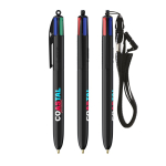 Penna a sfera in plastica riciclata con lanyard e inchiostro a 4 colori BIC® color nero