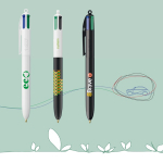 Penna a sfera in plastica riciclata con lanyard e inchiostro a 4 colori BIC® color bianco