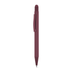 Penna in alluminio riciclato con punta touch e finitura gommata, inchiostro blu color bordò