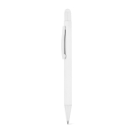 Penna in alluminio riciclato con punta touch e finitura gommata, inchiostro blu color bianco