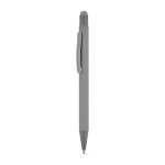 Penna in alluminio riciclato con punta touch e finitura gommata, inchiostro blu color grigio
