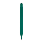 Penna in alluminio riciclato con punta touch e finitura gommata, inchiostro blu color verde scuro prima vista