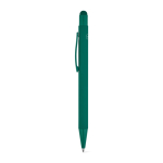 Penna in alluminio riciclato con punta touch e finitura gommata, inchiostro blu color verde scuro seconda vista