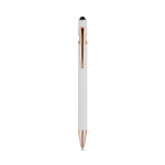 Penna in alluminio riciclato opaco con puntale touch e inchiostro blu color bianco prima vista