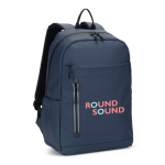 Zaino in pelle sintetica con cerniere impermeabili per PC 16” color blu immagine con logo