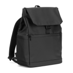Zaino in similpelle con patta ideale per portatili da 16” color nero prima vista