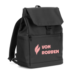 Zaino in similpelle con patta ideale per portatili da 16” color nero immagine con logo