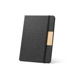 Quaderno A5 con copertina rigida in bambù e RPET con chiusura, pagine a righe color nero