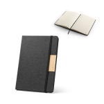 Quaderno A5 con copertina rigida in bambù e RPET con chiusura, pagine a righe vari colori