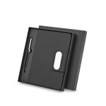 Set penna e blocco note A5 in similpelle, pagine a righe color nero