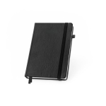 Quaderno A5 a righe con pianificazione mensile e fascia elastica color nero