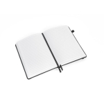 Quaderno A5 a righe con pianificazione mensile e fascia elastica color nero terza vista