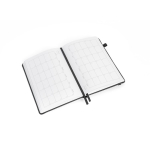Quaderno A5 a righe con pianificazione mensile e fascia elastica color nero quarta vista