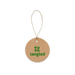 Etichetta circolare in carta riciclata con cordoncino naturale 700 g/m² color naturale immagine con logo