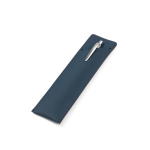 Astuccio per penna in pelle sintetica con chiusura sicura color blu terza vista