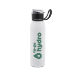 Borraccia sportiva in acciaio inox riciclato a parete singola 670 ml color bianco immagine con logo