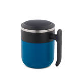 Tazza da viaggio a doppia parete con finitura opaca e base antiscivolo 400 ml color blu