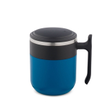 Tazza da viaggio a doppia parete con finitura opaca e base antiscivolo 400 ml color blu prima vista