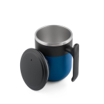 Tazza da viaggio a doppia parete con finitura opaca e base antiscivolo 400 ml color blu quarta vista