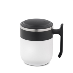 Tazza da viaggio a doppia parete con finitura opaca e base antiscivolo 400 ml color bianco prima vista