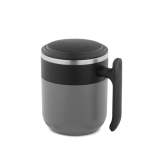 Tazza da viaggio a doppia parete con finitura opaca e base antiscivolo 400 ml color grigio