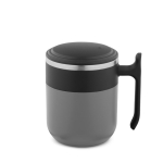 Tazza da viaggio a doppia parete con finitura opaca e base antiscivolo 400 ml color grigio prima vista