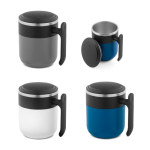Tazza da viaggio a doppia parete con finitura opaca e base antiscivolo 400 ml vari colori