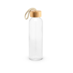 Bottiglia in vetro con tappo in bambù e manico in corda 520 ml color naturale