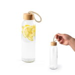 Bottiglia in vetro con tappo in bambù e manico in corda 520 ml vari colori