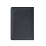 Portapassaporto in similpelle con protezione RFID e chiusura elastica color nero seconda vista