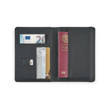 Portapassaporto in similpelle con protezione RFID e chiusura elastica color nero terza vista