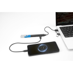 Hub USB multifunzione ecologico con 4 porte e ricarica da 10W color nero terza vista