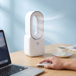 Ventilatore portatile senza pale con luce LED a 6 colori e 4 velocità color bianco ottava vista