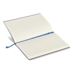Taccuino A5 con copertina morbida in PU e segnalibro a nastro, pagine a righe color blu quarta vista