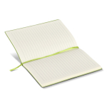 Taccuino A5 con copertina morbida in PU e segnalibro a nastro, pagine a righe color verde quarta vista