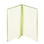 Taccuino A5 con copertina morbida in PU e segnalibro a nastro, pagine a righe color verde settima vista