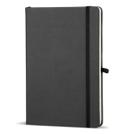 Taccuino A5 con copertina rigida in PU ideale per incisione laser e pagine a righe color nero