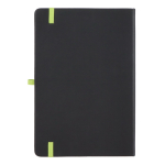 Taccuino A5 con copertina rigida in PU ideale per incisione laser e pagine a righe color verde seconda vista