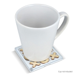Sottobicchiere in plastica e legno con gioco del tris integrato color bianco seconda vista