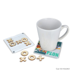 Sottobicchiere in plastica e legno con gioco del tris integrato color bianco quinta vista