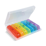 Portapillole settimanale in plastica con 7 scatole e 3 scomparti al giorno color multicolore