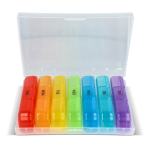 Portapillole settimanale in plastica con 7 scatole e 3 scomparti al giorno color multicolore quarta vista