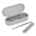 Set manicure in custodia compatta in plastica da 3 pezzi color grigio seconda vista