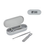 Set manicure in custodia compatta in plastica da 3 pezzi vista area di stampa