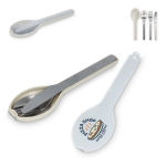 Set di 3 posate in acciaio inox con custodia in plastica resistente